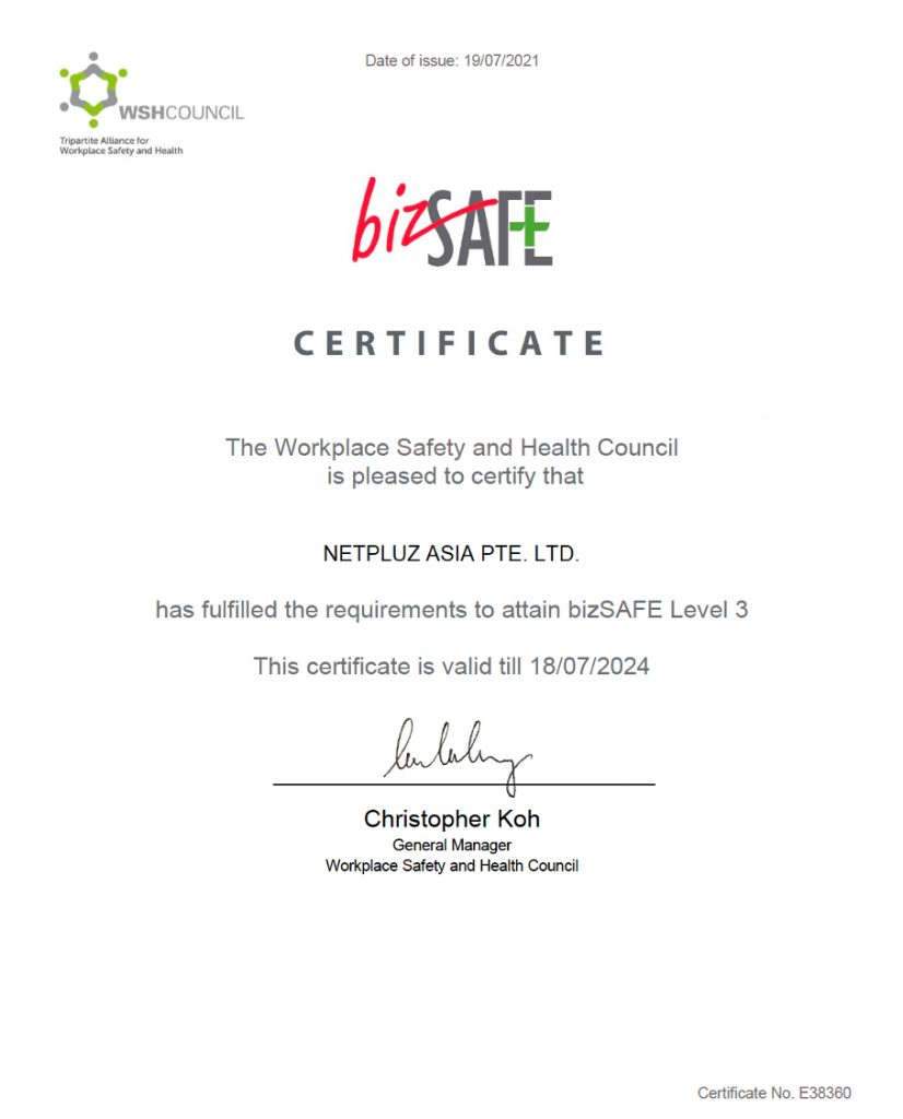 Netpluz Bizsafe 3 certification